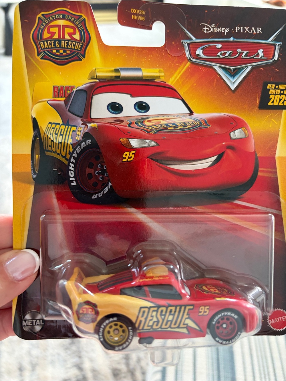 Disney Pixar Cars Lightning McQueen Rescue Toy Car - Red & Yellow. New.